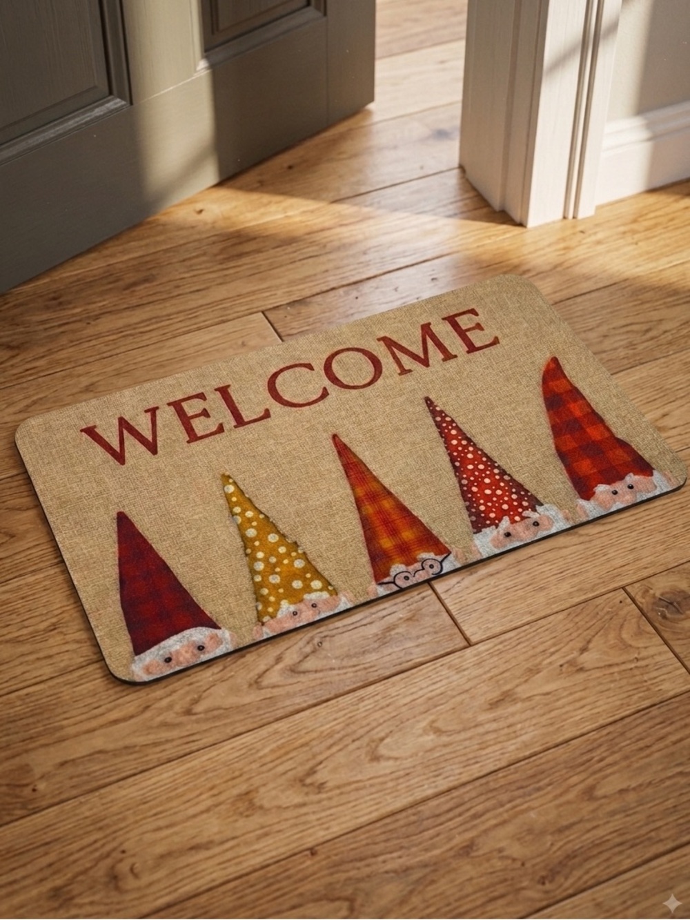 Thankful Home Gnome Rustic Welcome Mat Non Skid Rectangle Neutral 17 x 30 in